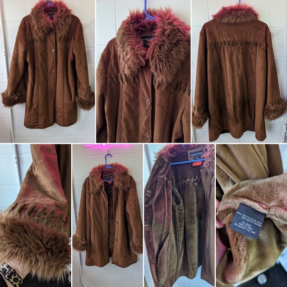 Faux fur warm vintage jacket - Size L - Picture 3 of 8